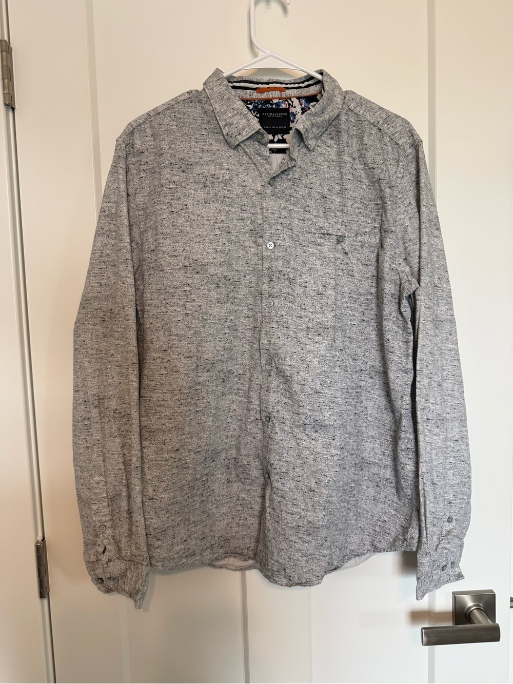 Denim & Flower Men's Heather Gray Button-Down Shirt 100% cotton